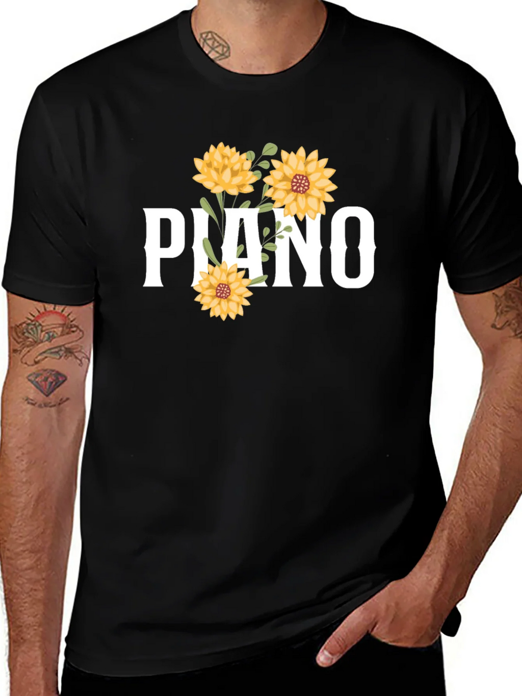 Piano Floral Graphic Tee - Black product image 1