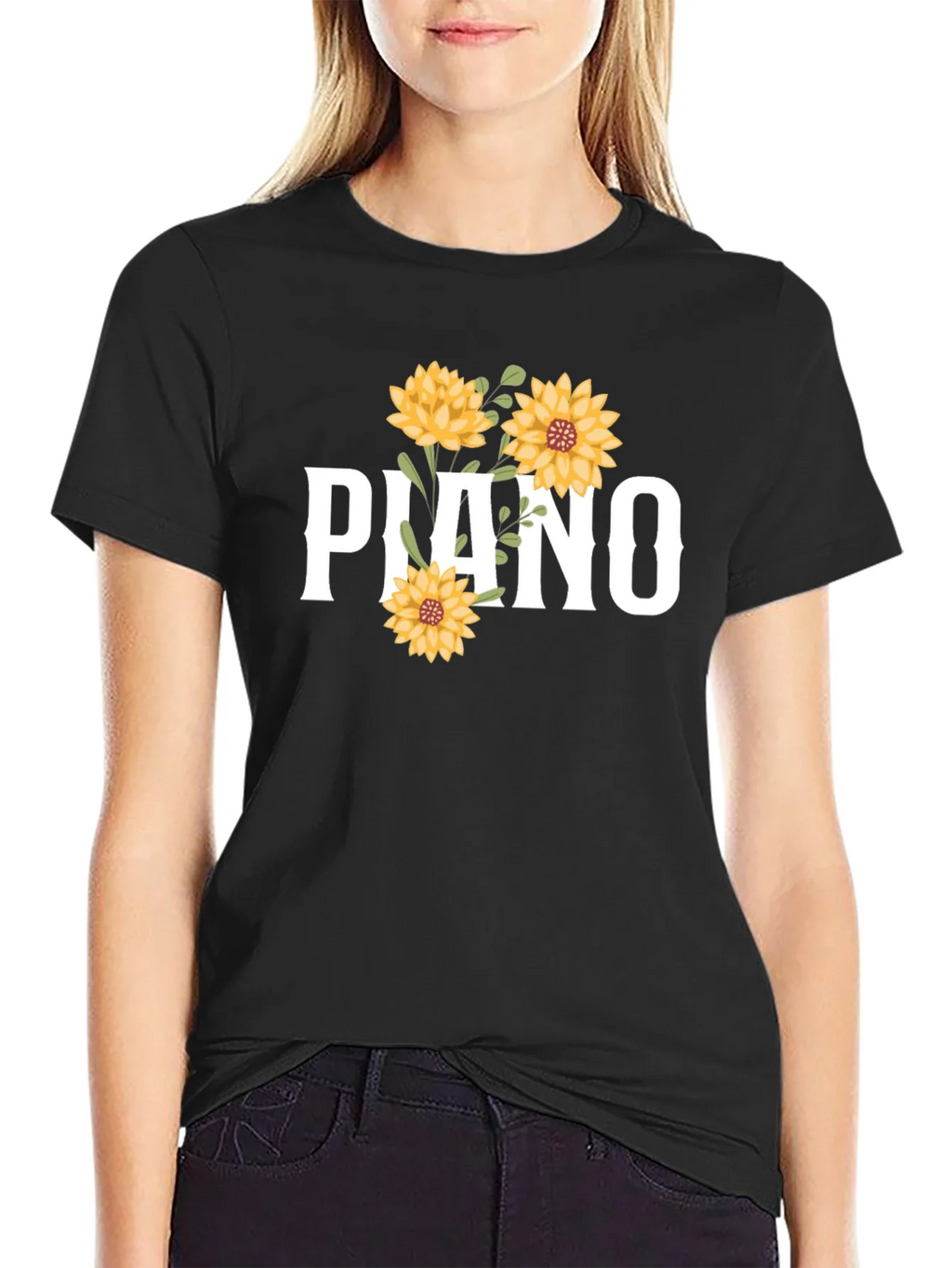 Piano Floral Graphic Tee - Black product image 2