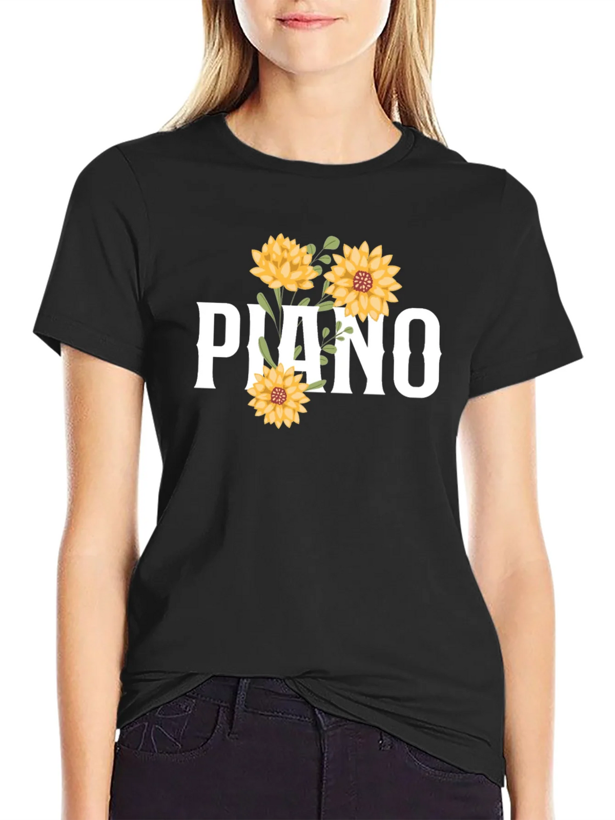 Piano Floral Graphic Tee - Black product image 2
