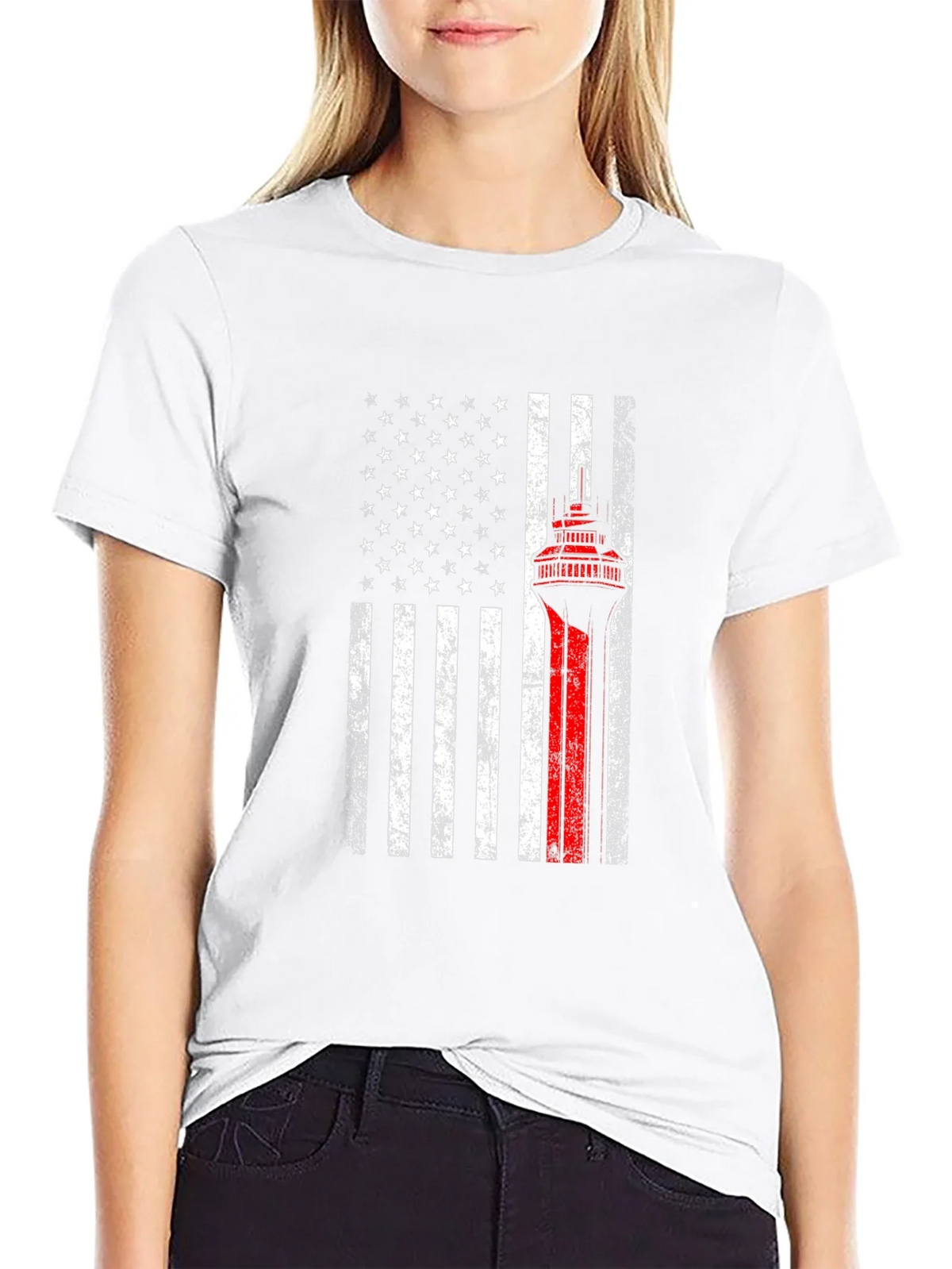 American Flag Firefighter T-Shirt - Thin Red Line product image 6