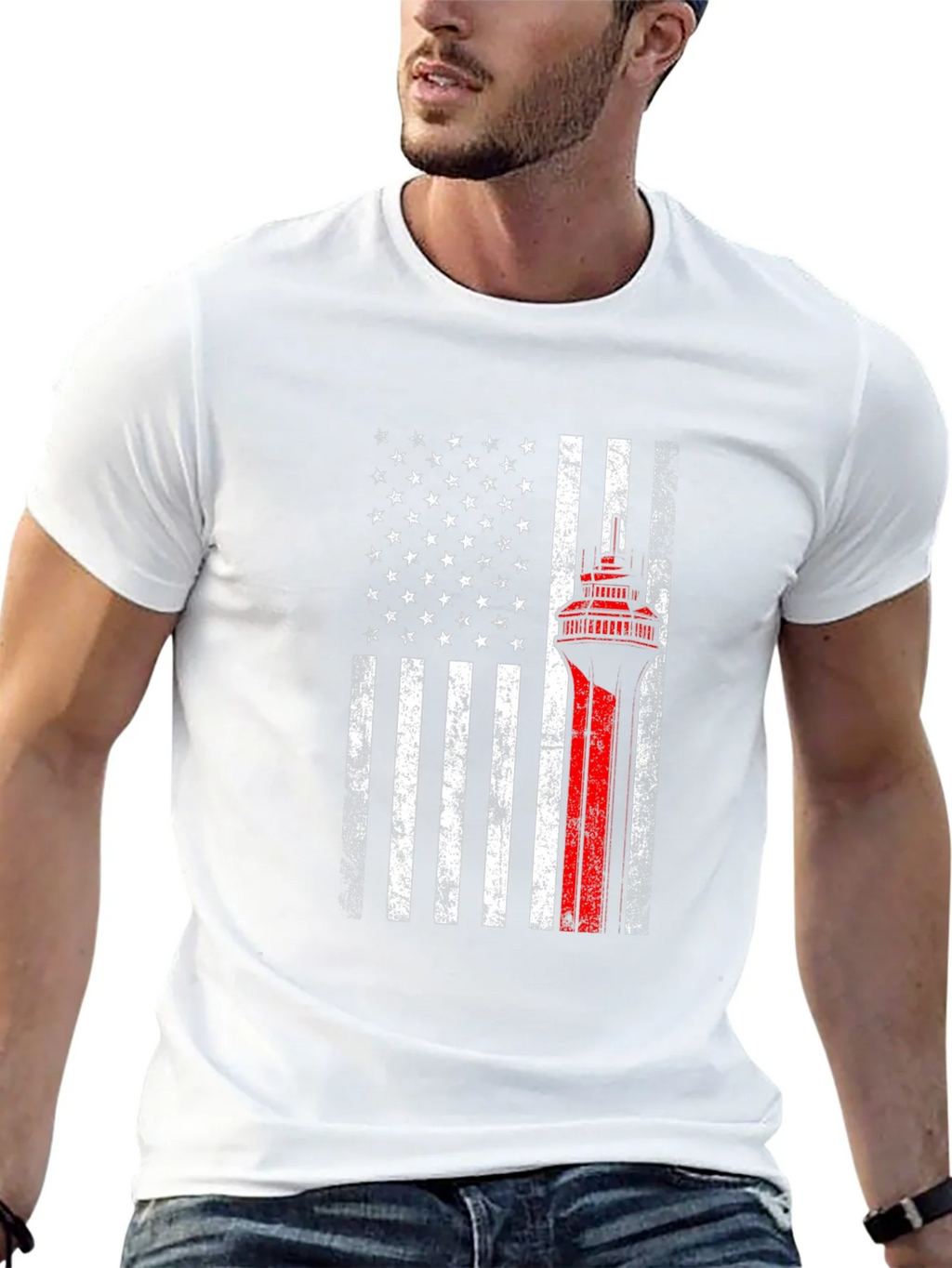 American Flag Firefighter T-Shirt - Thin Red Line product image 9