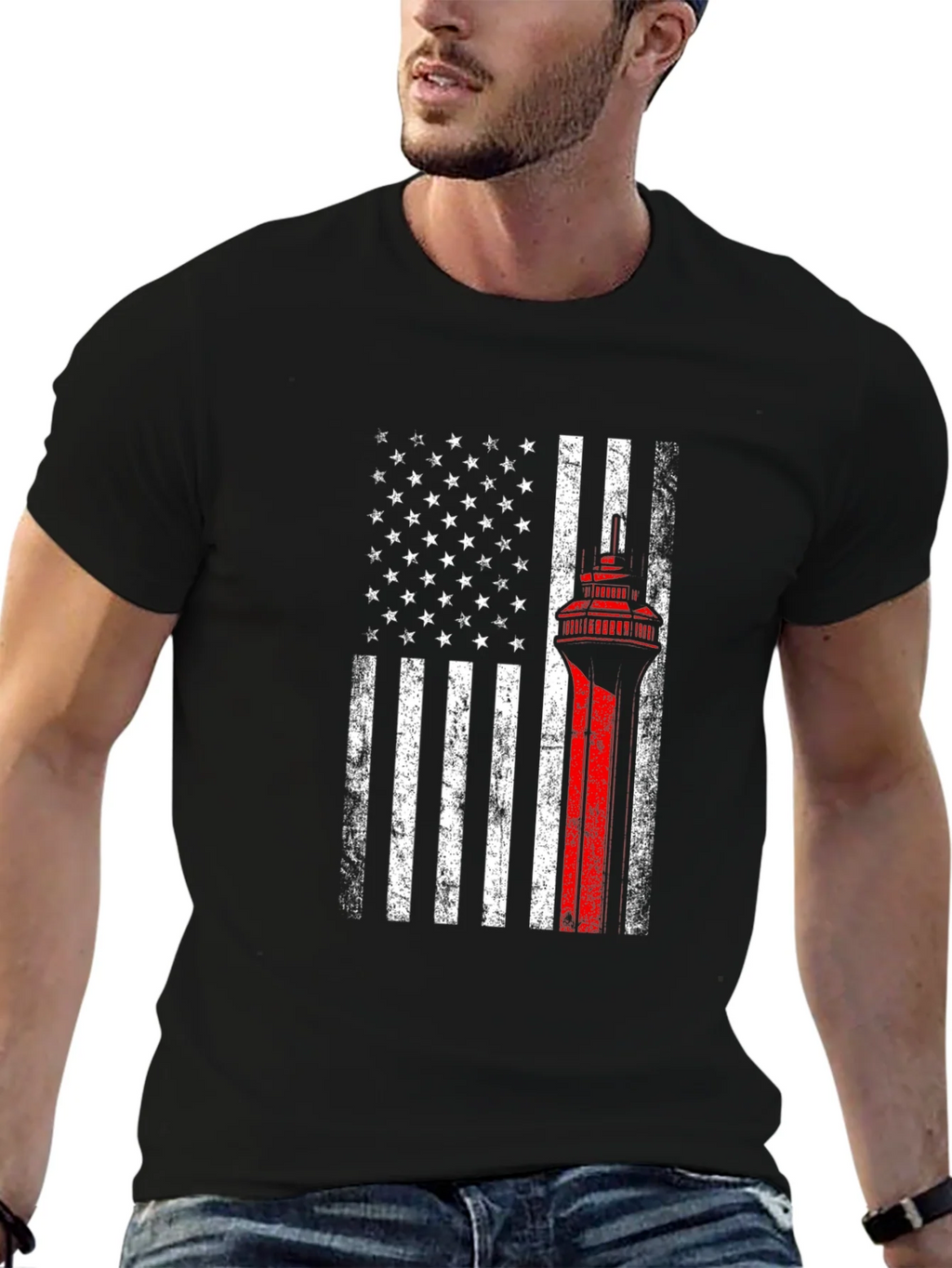 American Flag Firefighter T-Shirt - Thin Red Line product image 5