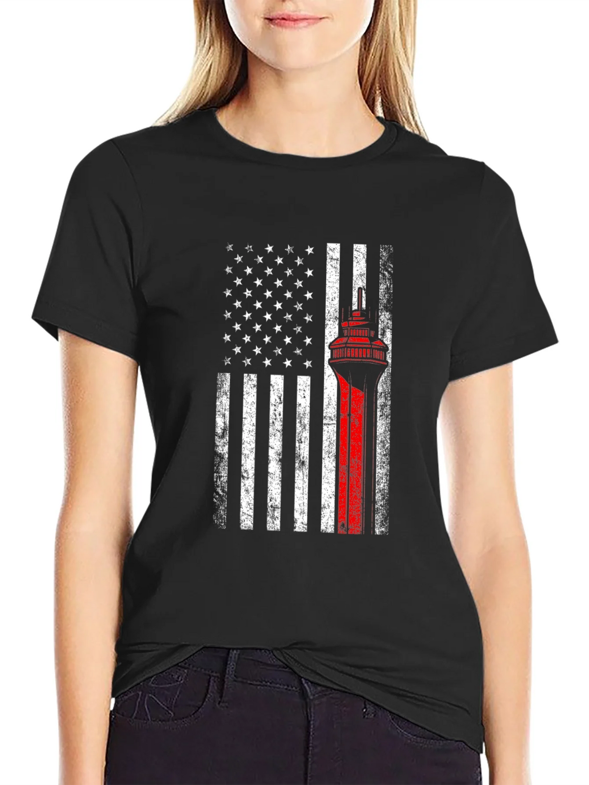 American Flag Firefighter T-Shirt - Thin Red Line product image 2