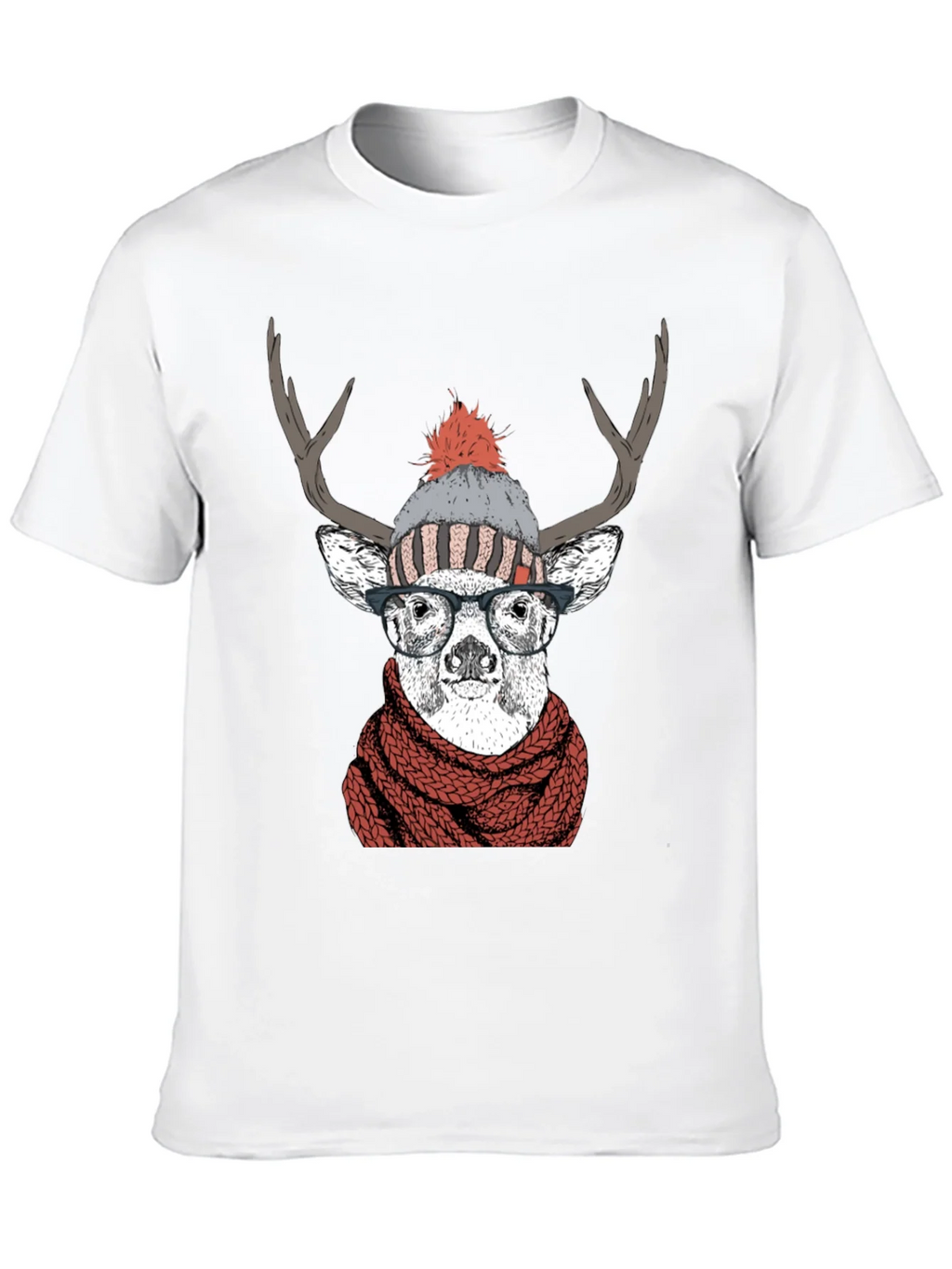 Hipster Deer Graphic Tee - Antler Scarf & Glasses product image 4