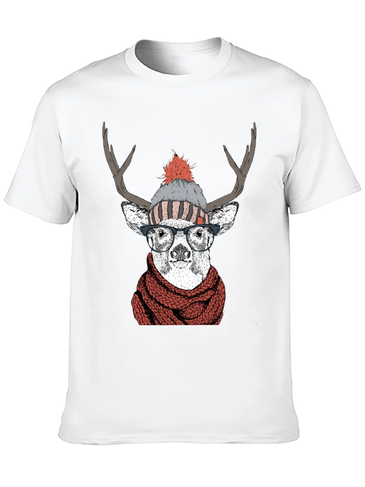 Hipster Deer Graphic Tee - Antler Scarf & Glasses product image 4