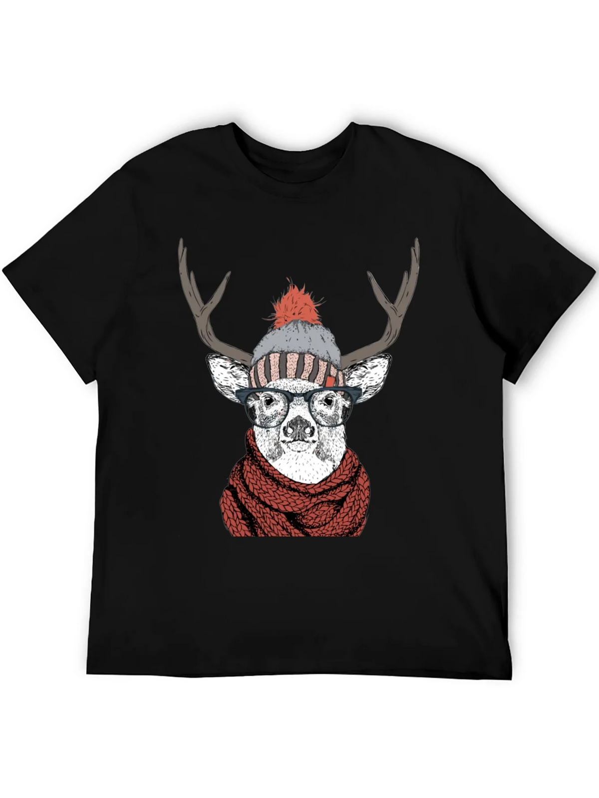 Hipster Deer Graphic Tee - Antler Scarf & Glasses product image 3