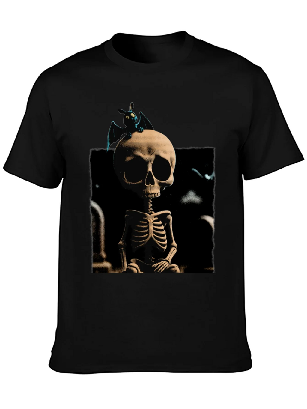 Spooky Skeleton & Bat Graphic Tee product image 1