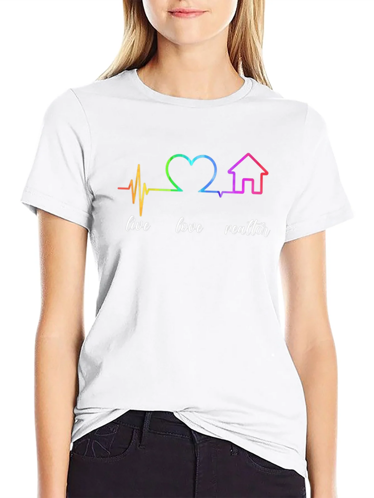 Live Love Realtor Rainbow Heartbeat Graphic T-Shirt product image 8
