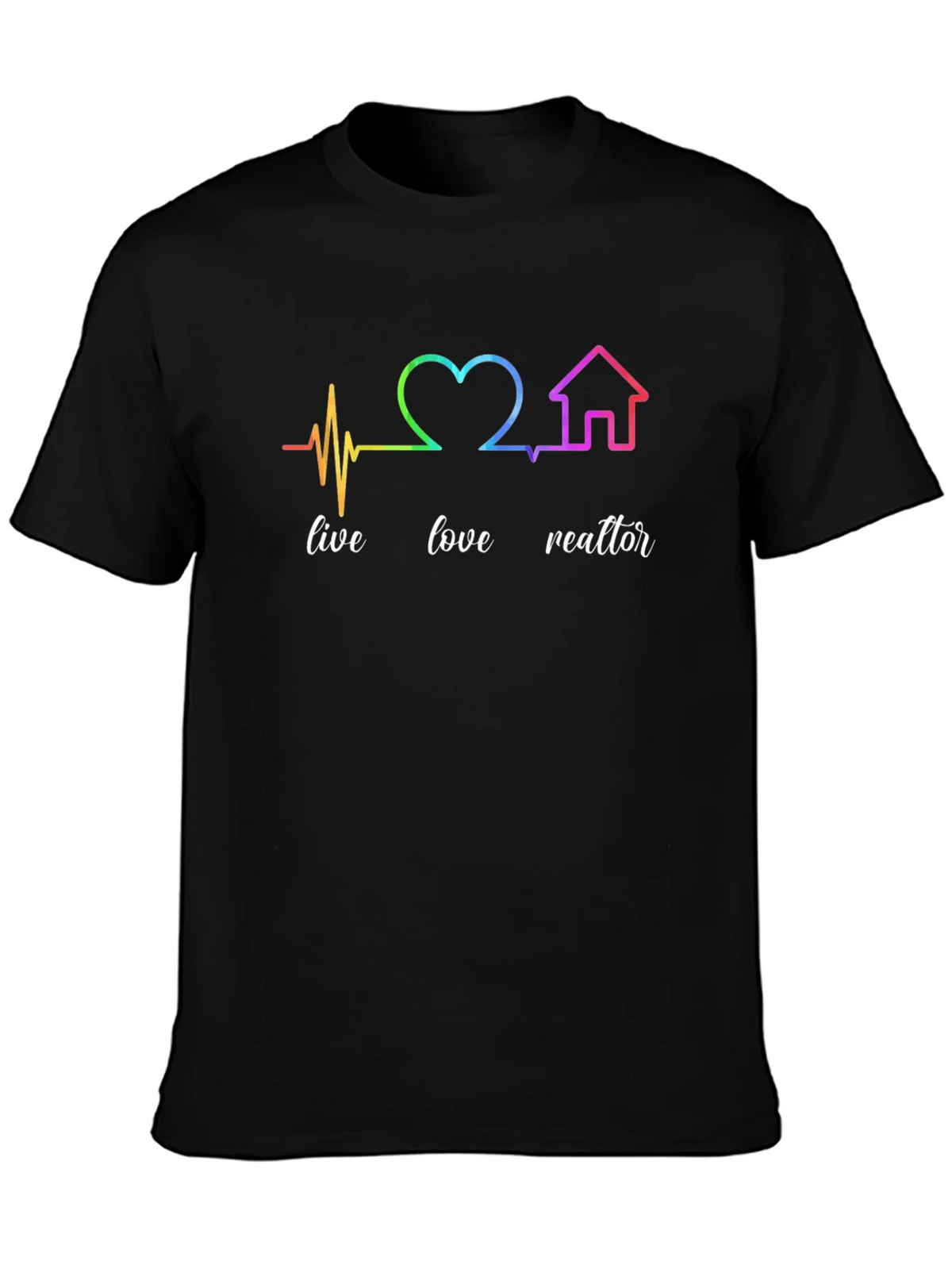 Live Love Realtor Rainbow Heartbeat Graphic T-Shirt product image 3