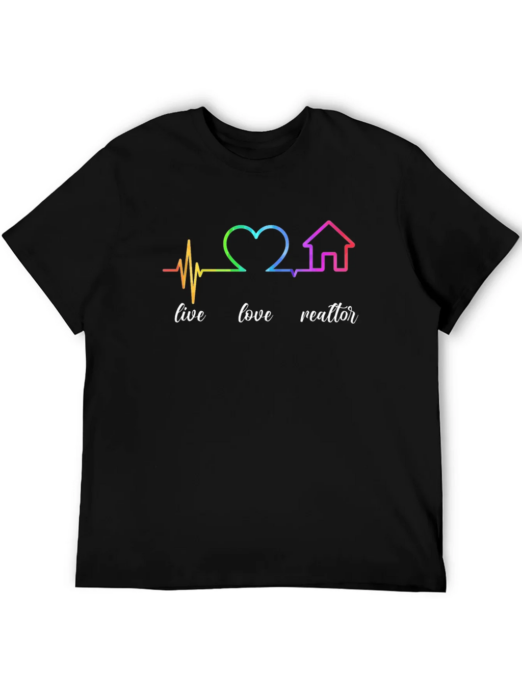 Live Love Realtor Rainbow Heartbeat Graphic T-Shirt product image 5
