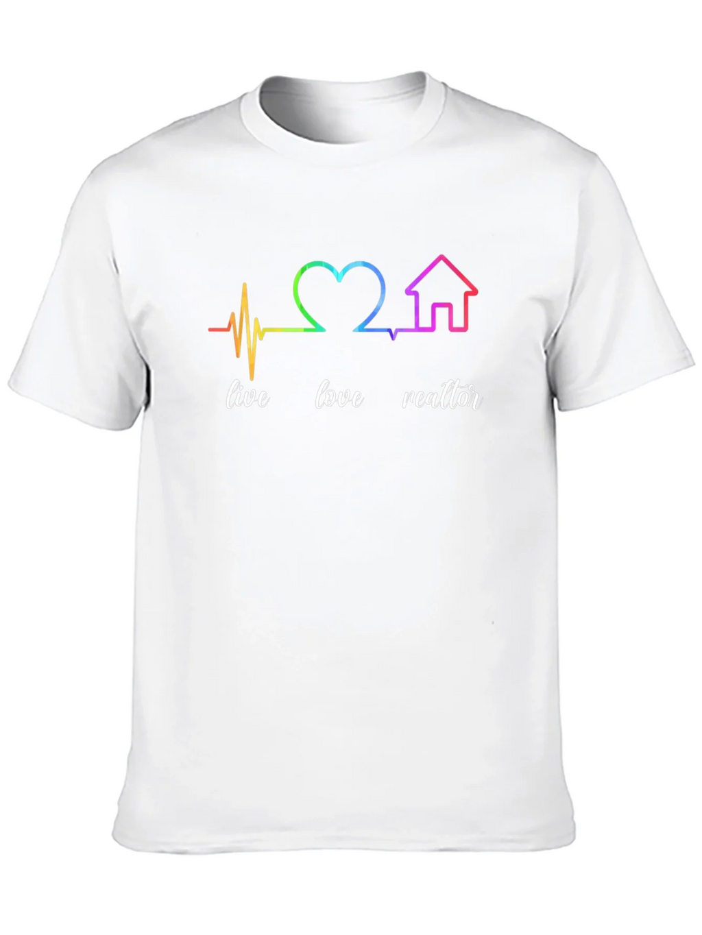 Live Love Realtor Rainbow Heartbeat Graphic T-Shirt product image 9