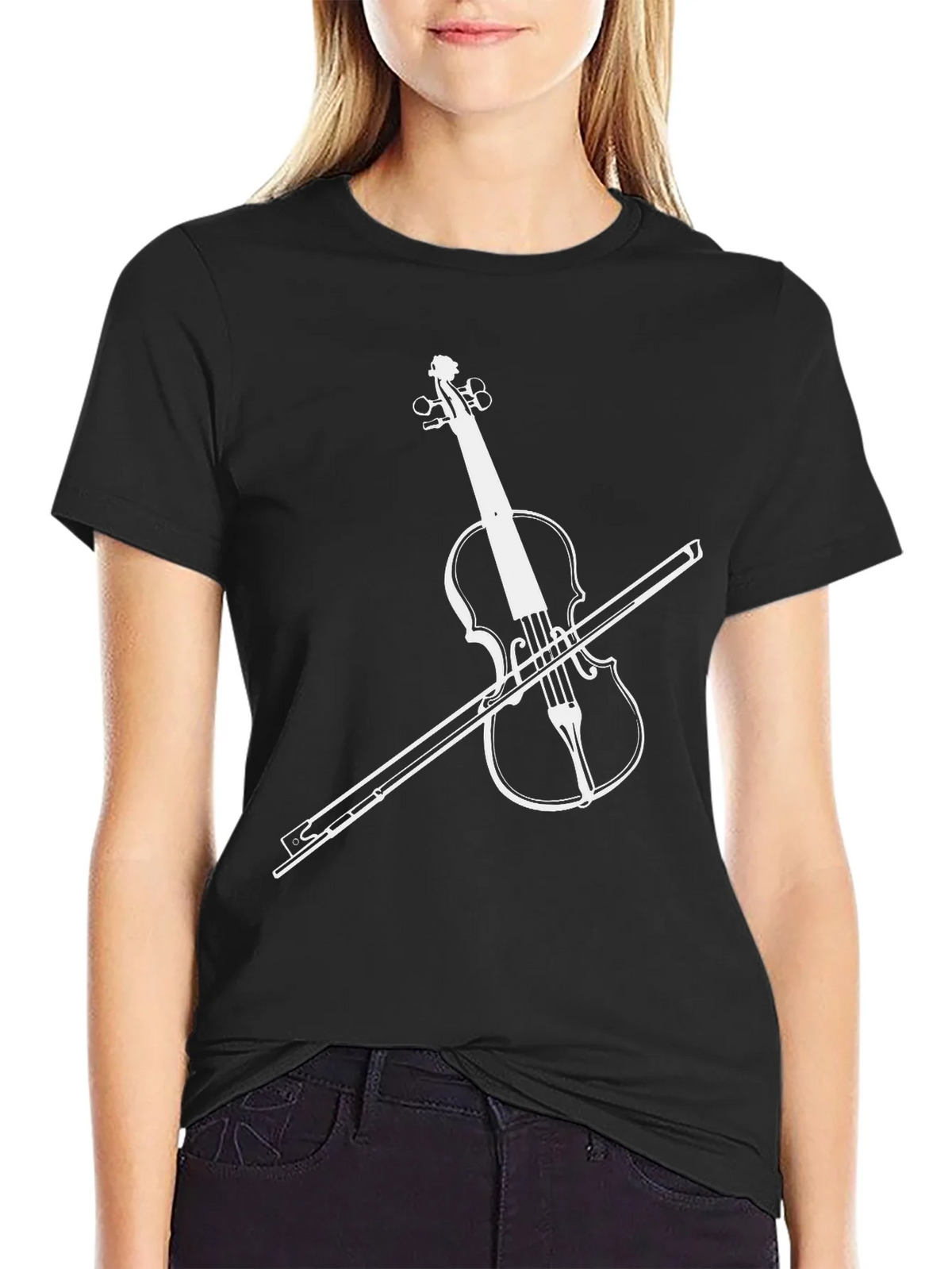 Musicians Black Tee with Violin Graphic product image 2