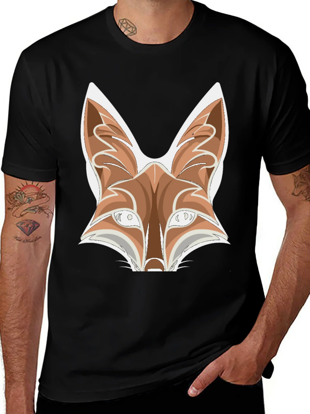 Fox Graphic Tee - Black Cotton Blend T-Shirt product image 1