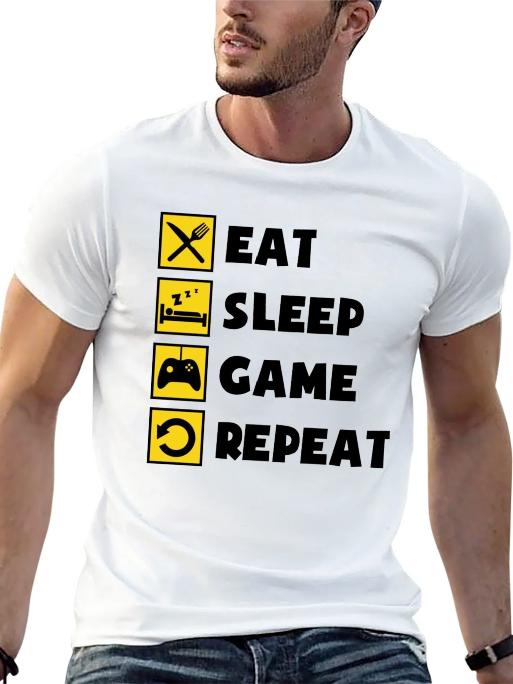 Eat Sleep Game Repeat Black Graphic Tee product image 12