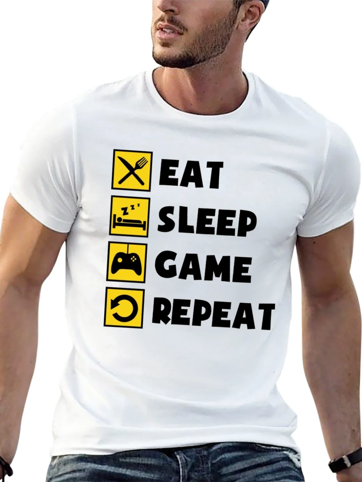 Eat Sleep Game Repeat Black Graphic Tee product image 12