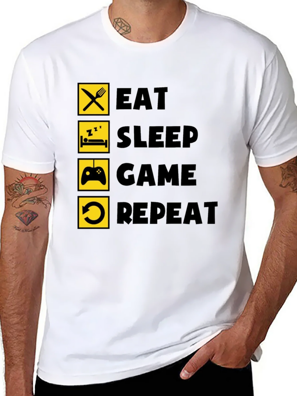 Eat Sleep Game Repeat Black Graphic Tee product image 7