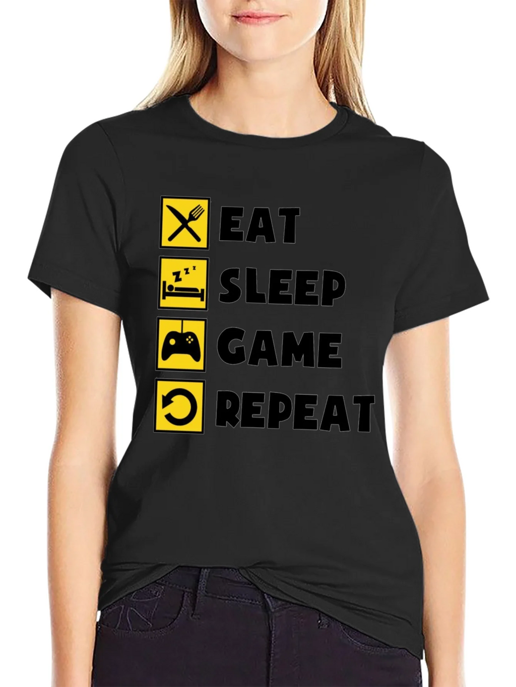Eat Sleep Game Repeat Black Graphic Tee product image 2