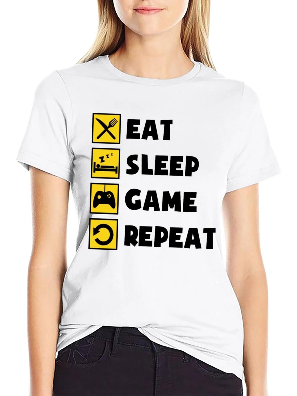 Eat Sleep Game Repeat Black Graphic Tee product image 8