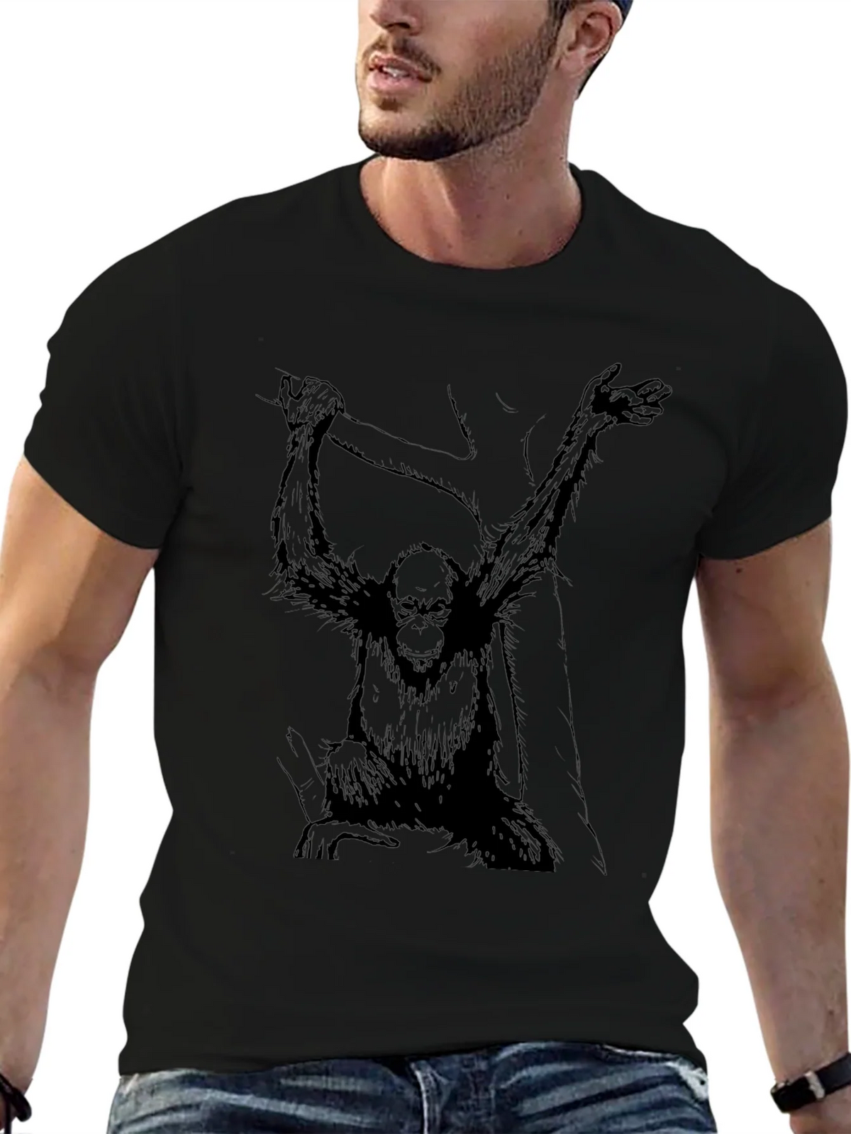 Monkey Graphic Black Tee - Urban Style product image 6