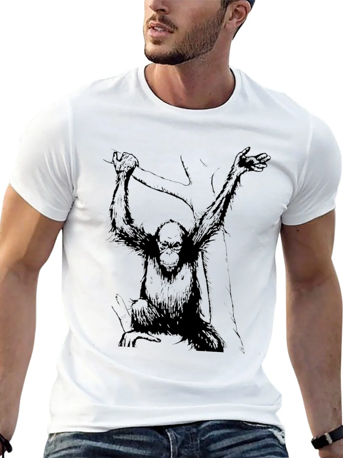 Monkey Graphic Black Tee - Urban Style product image 12