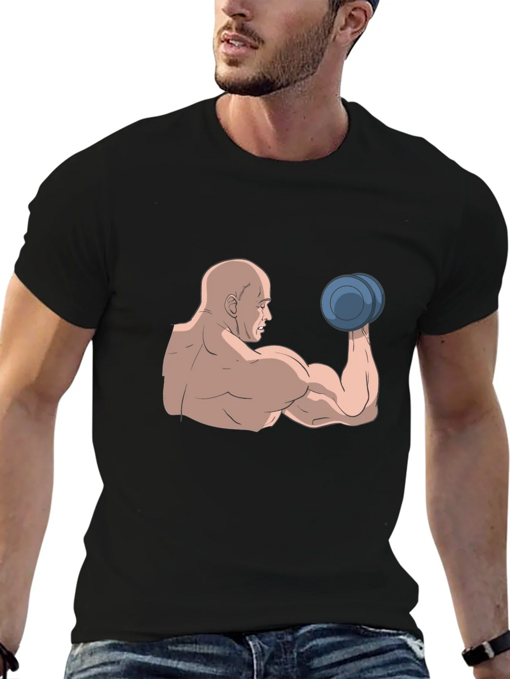 Muscle Man Graphic Tee - Black Cotton T-Shirt product image 6