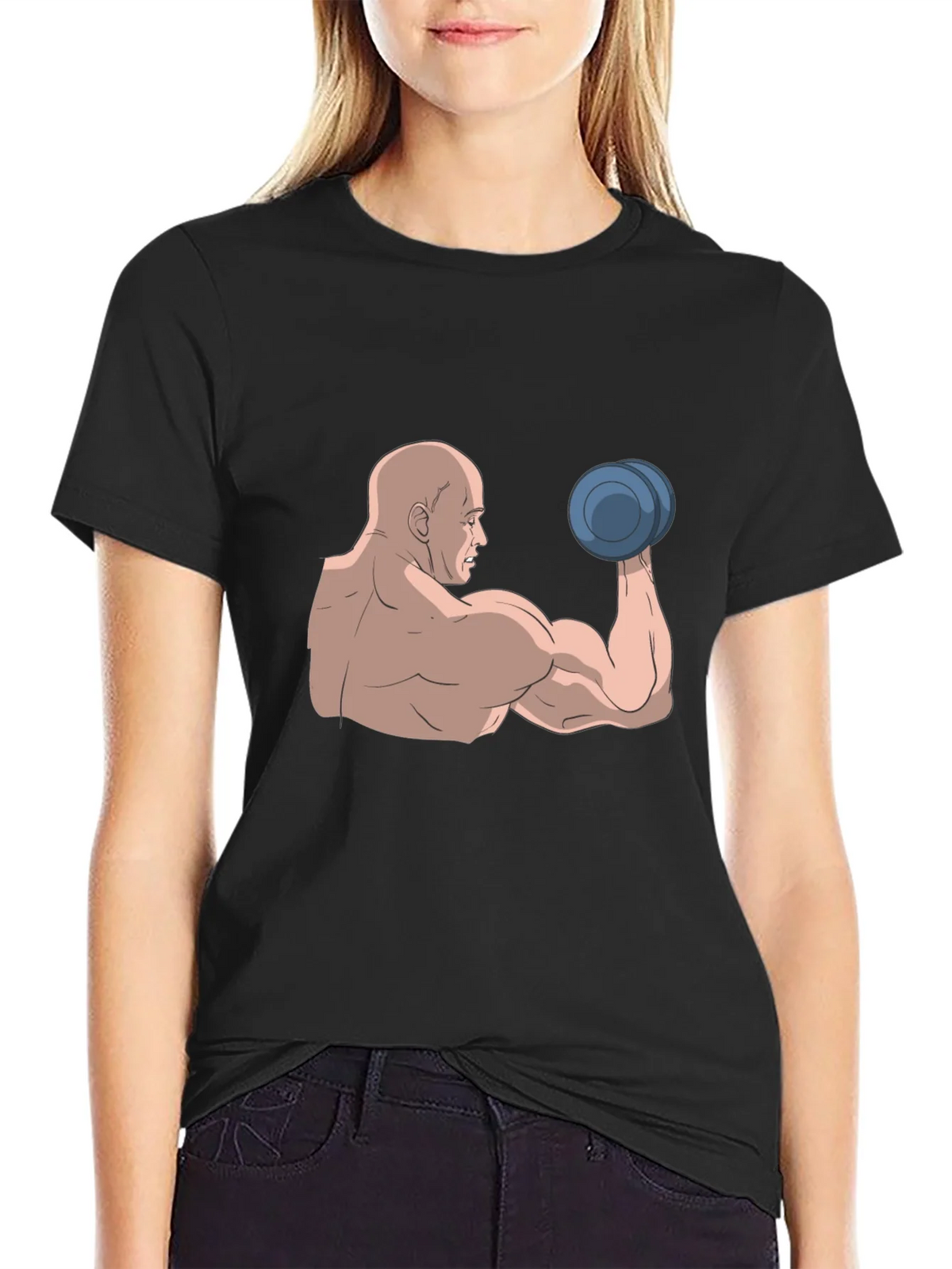 Muscle Man Graphic Tee - Black Cotton T-Shirt product image 2