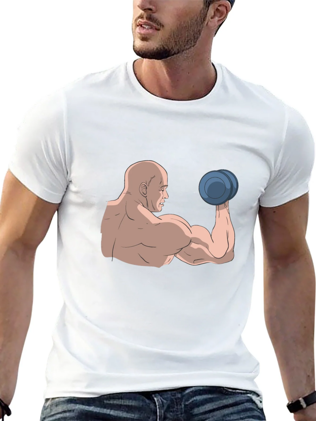 Muscle Man Graphic Tee - Black Cotton T-Shirt product image 12