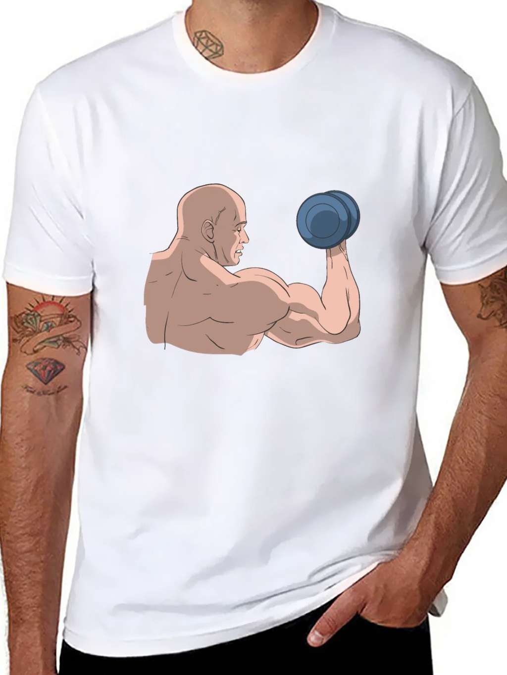 Muscle Man Graphic Tee - Black Cotton T-Shirt product image 7