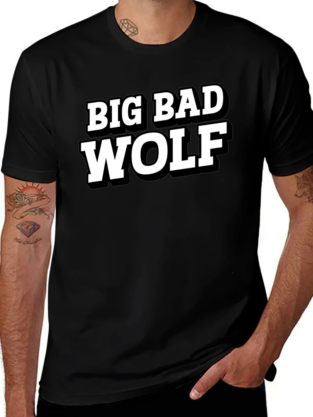 Big Bad Wolf Black Graphic T-Shirt product image 1