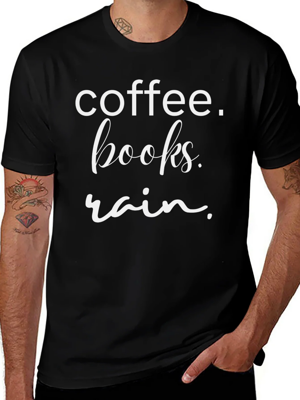 Coffee Books Rain T-Shirt - Cozy Comfort product image 1