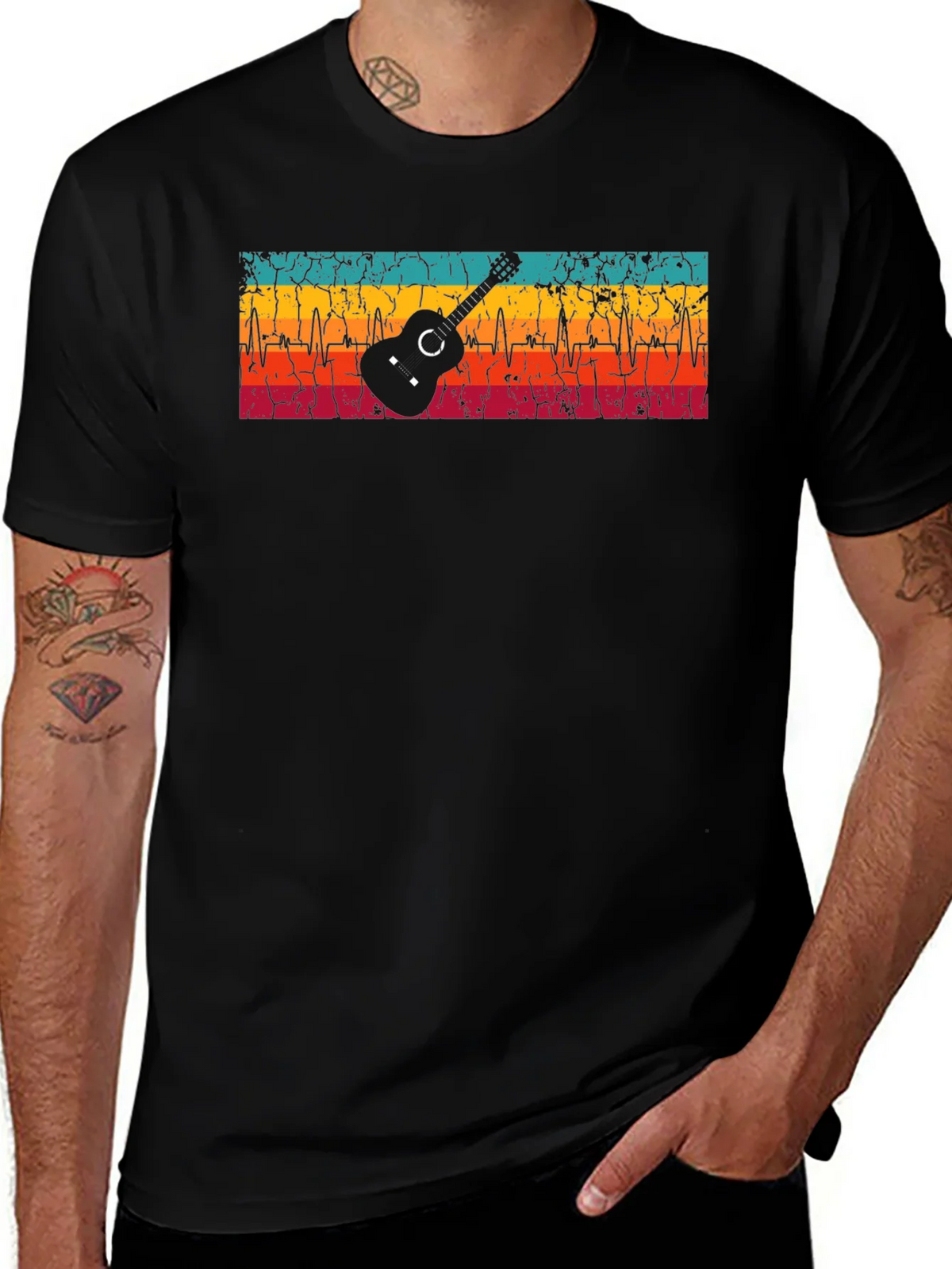 Guitar Heartbeat Graphic T-Shirt - Retro Design product image 1