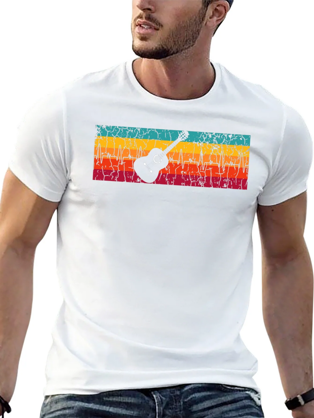 Guitar Heartbeat Graphic T-Shirt - Retro Design product image 5
