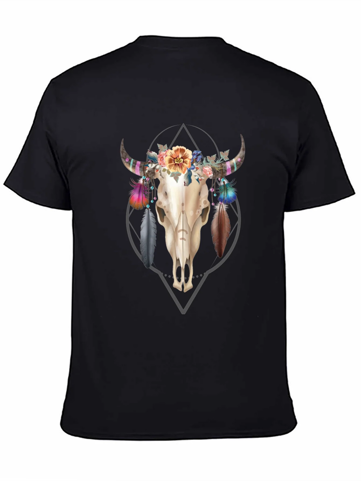 Floral Skull Graphic Tee - Trendy Mens Black T-Shirt product image 4