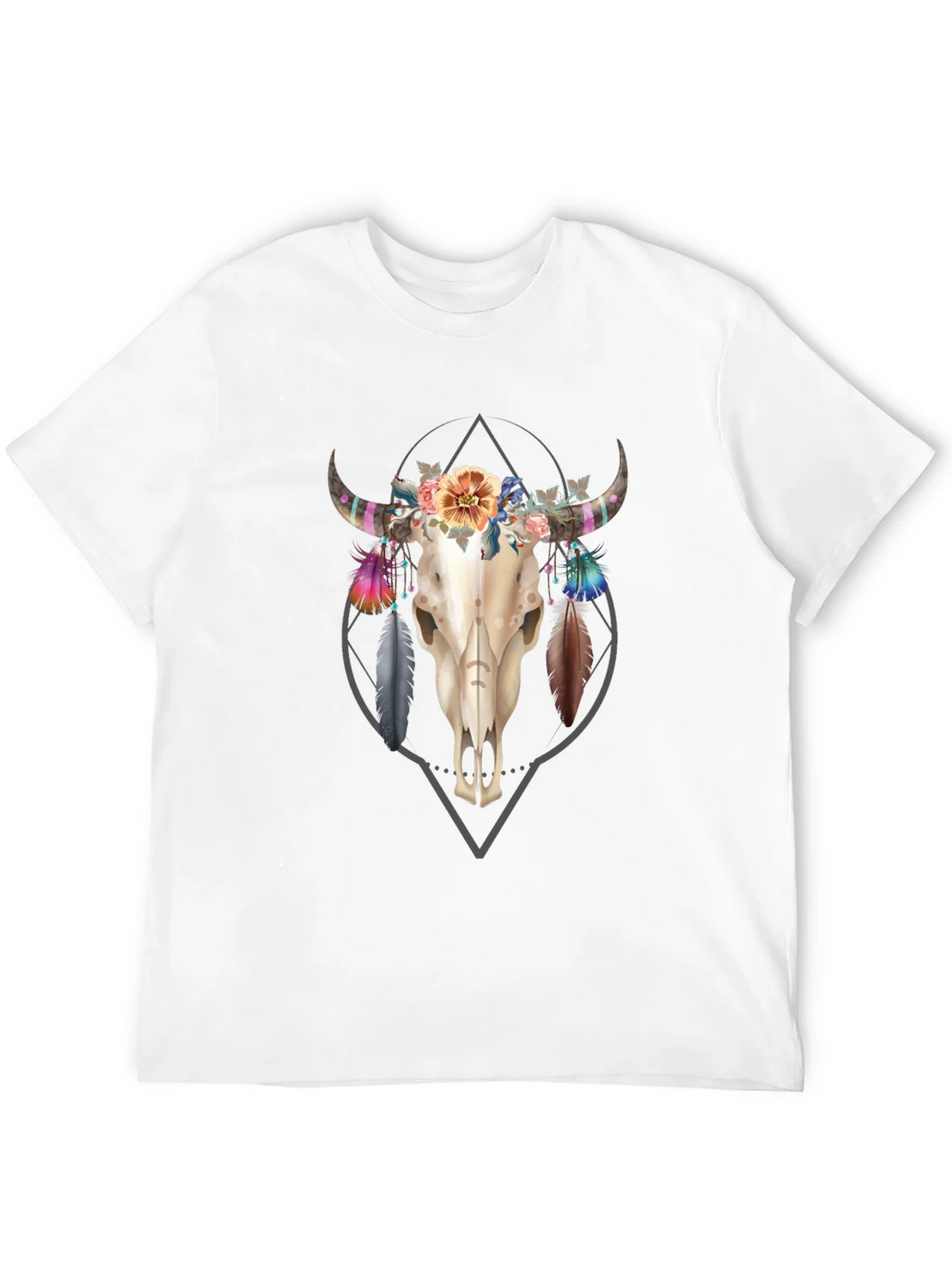 Floral Skull Graphic Tee - Trendy Mens Black T-Shirt product image 11