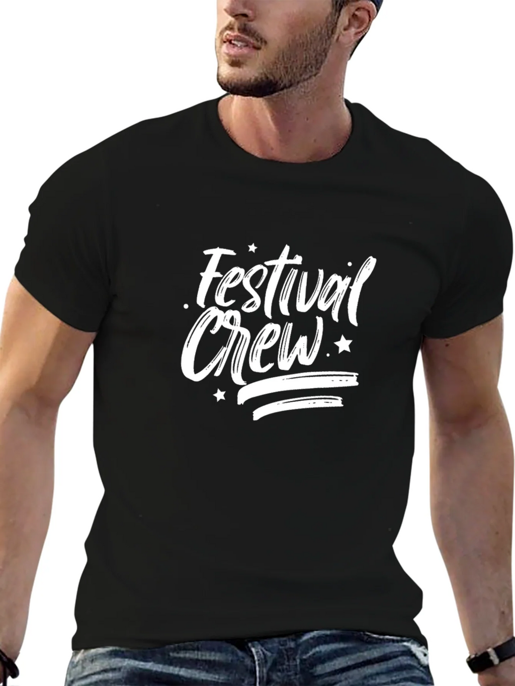 Festival Crew Graphic T-Shirt - Black Cotton Tee product image 2