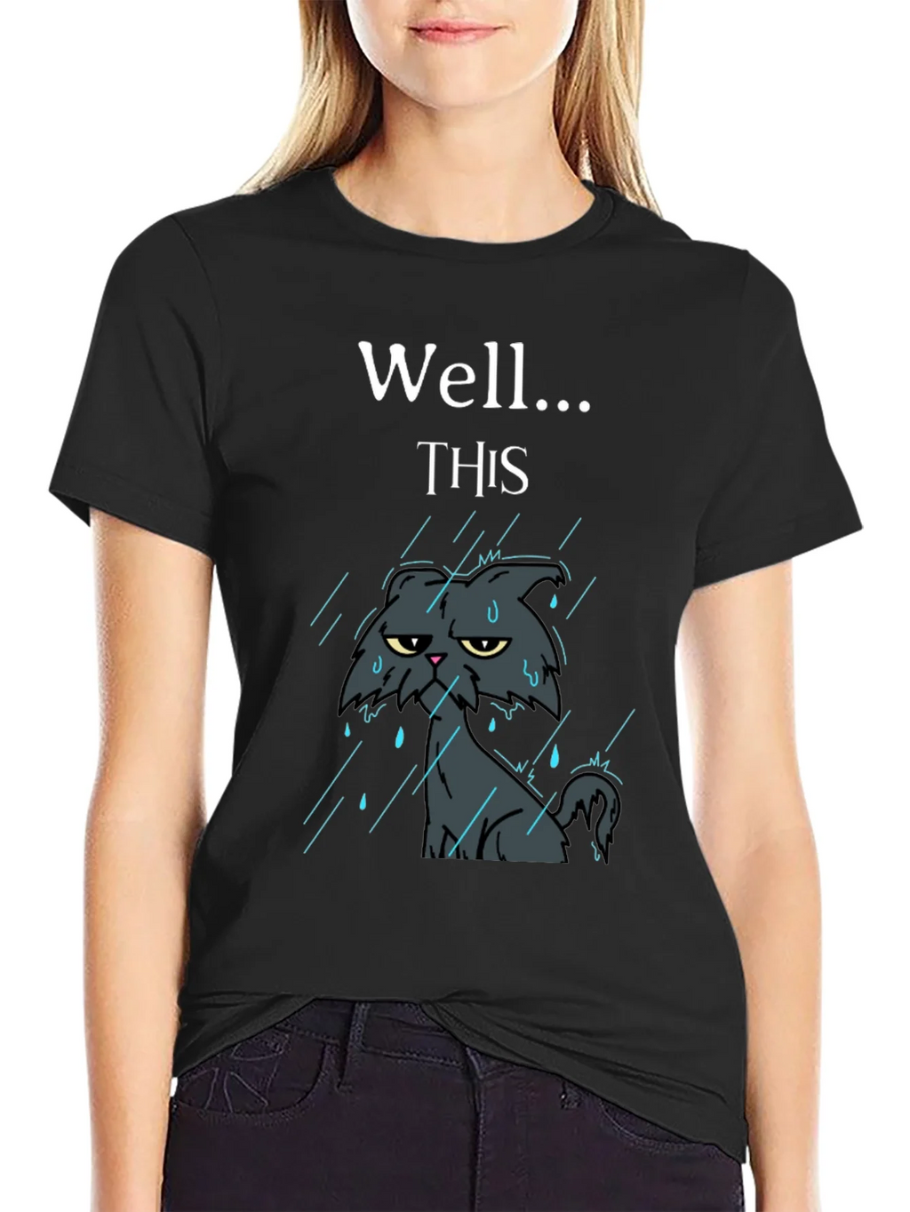 Grumpy Cat in Rain Funny T-Shirt product image 2