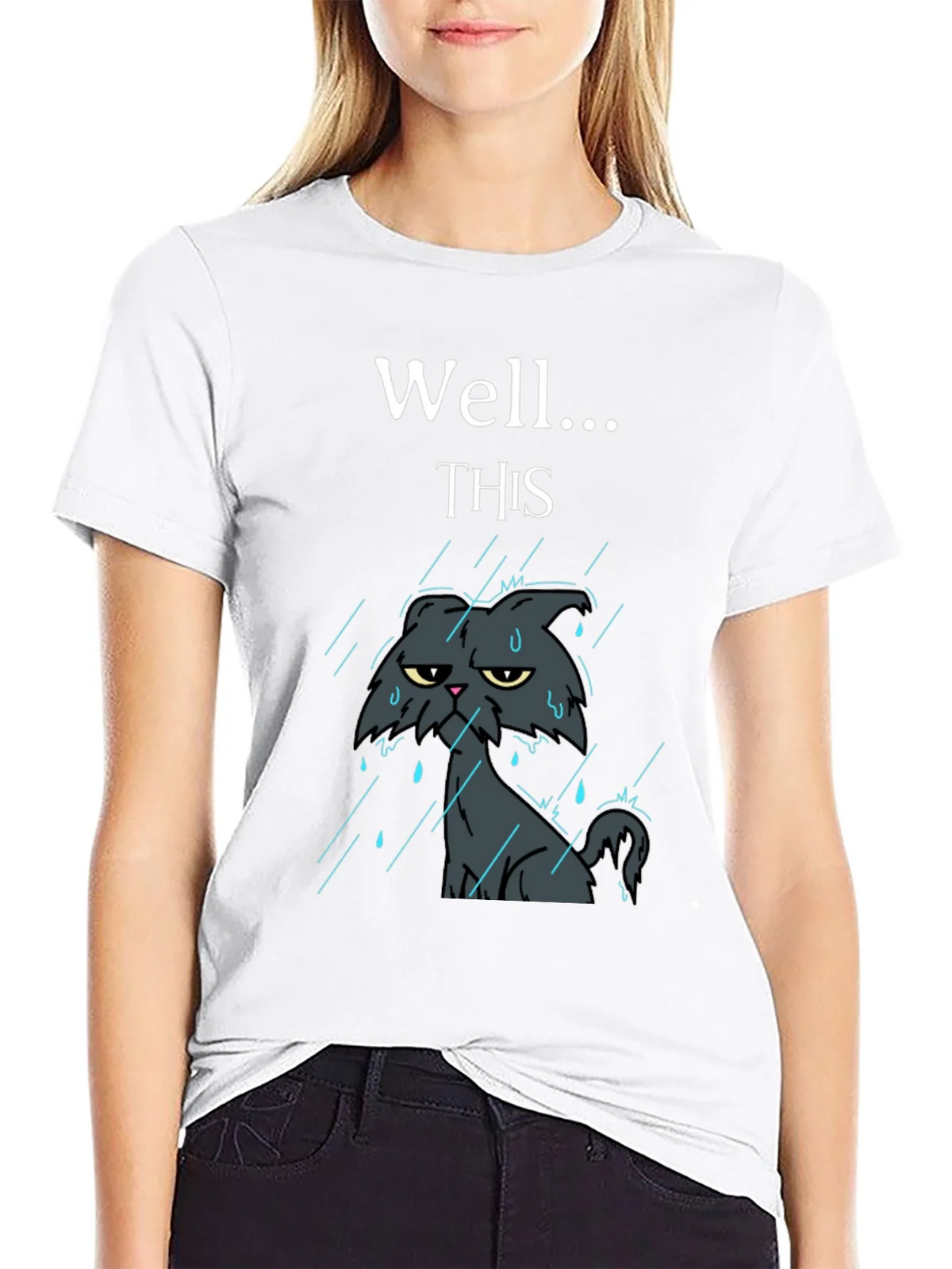 Grumpy Cat in Rain Funny T-Shirt product image 8
