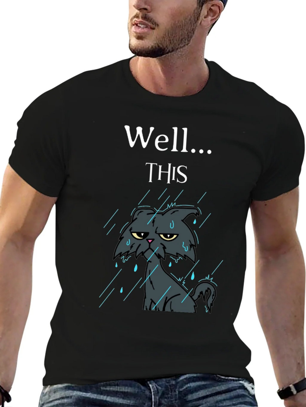 Grumpy Cat in Rain Funny T-Shirt product image 6