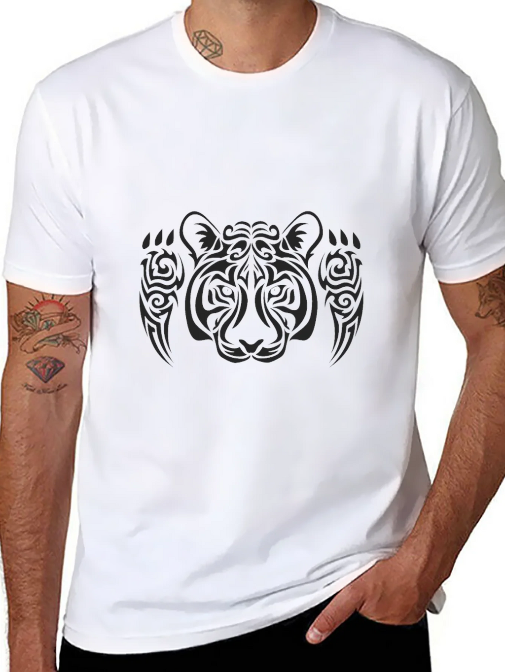 Tribal Tiger Graphic Black T-Shirt product image 4