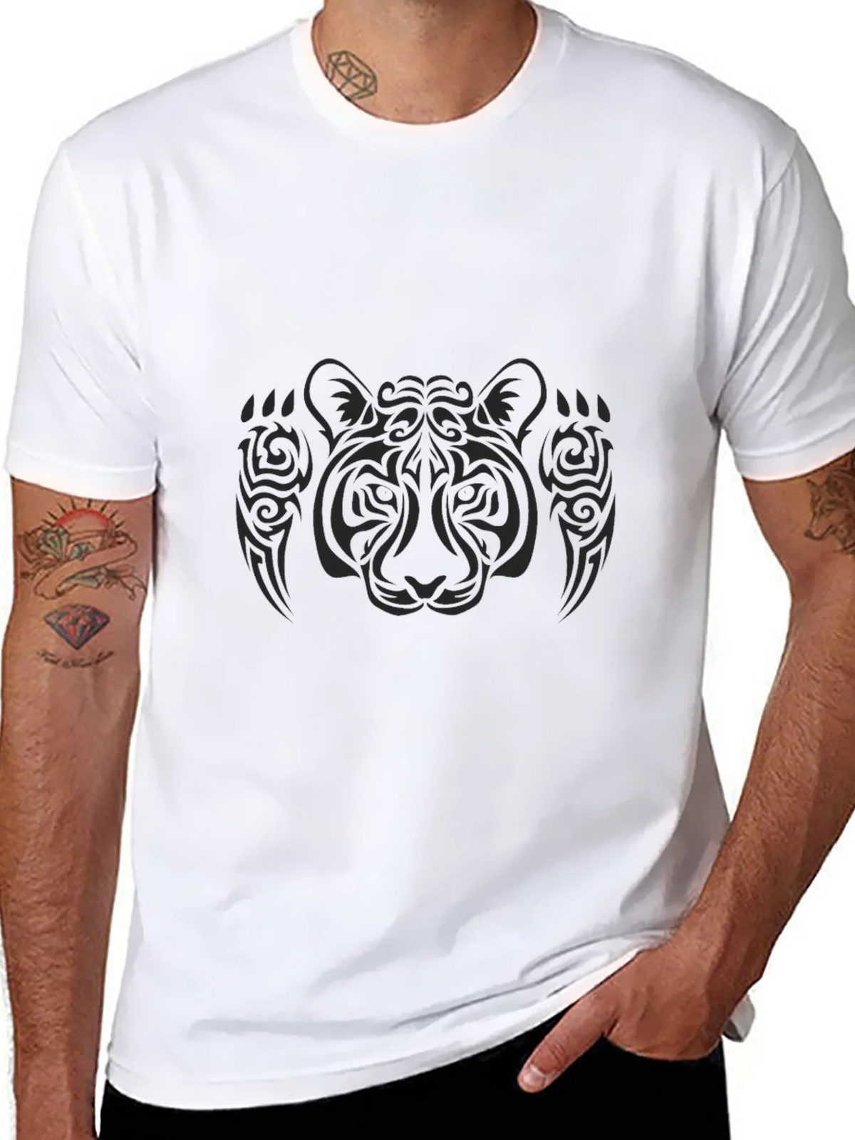 Tribal Tiger Graphic Black T-Shirt product image 4