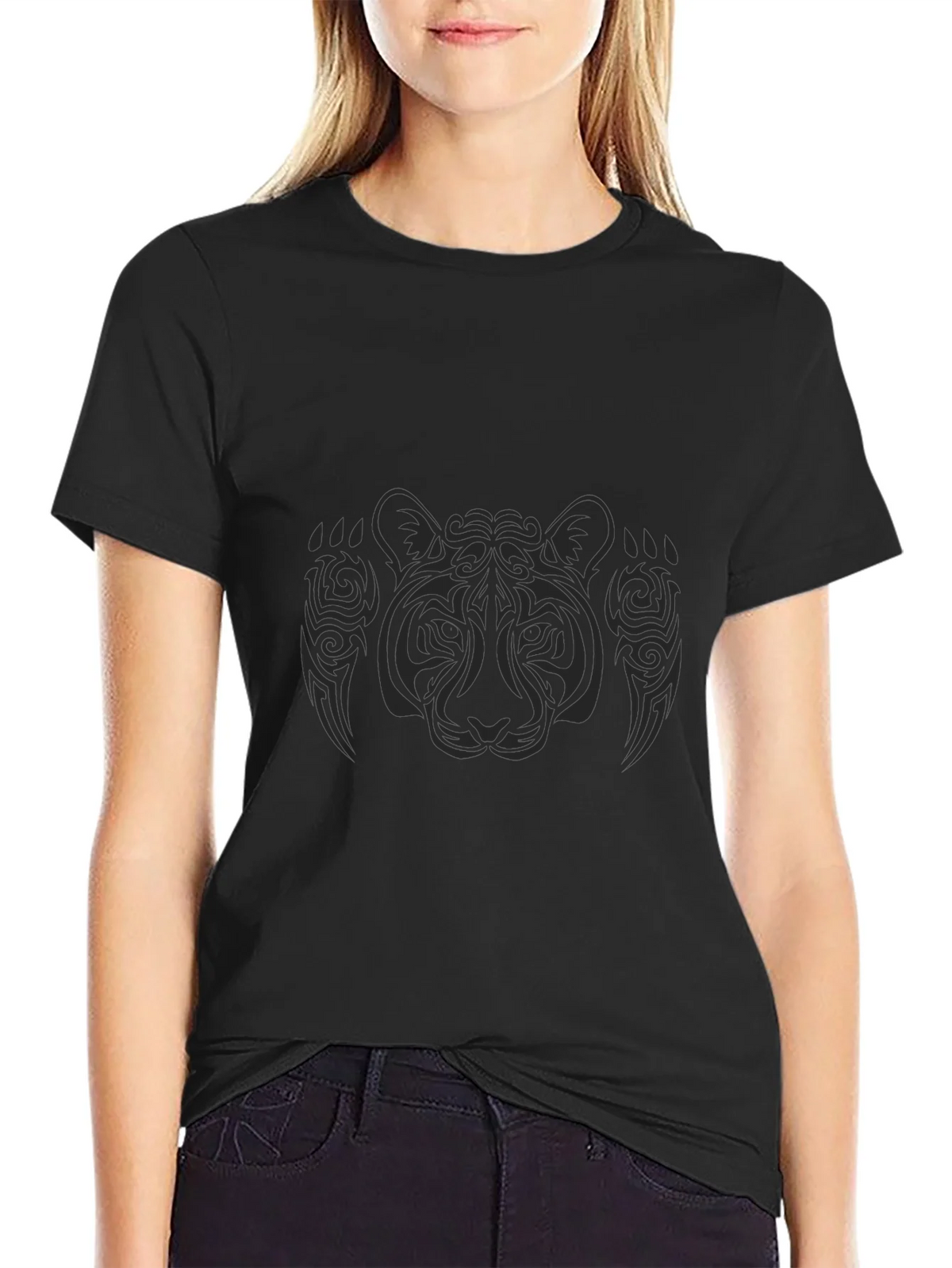 Tribal Tiger Graphic Black T-Shirt product image 2