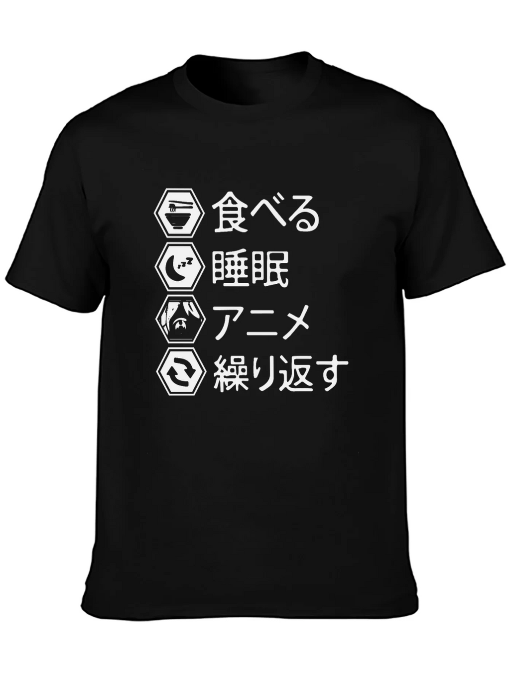 Anime Eat Sleep Repeat Black T-Shirt product image 3