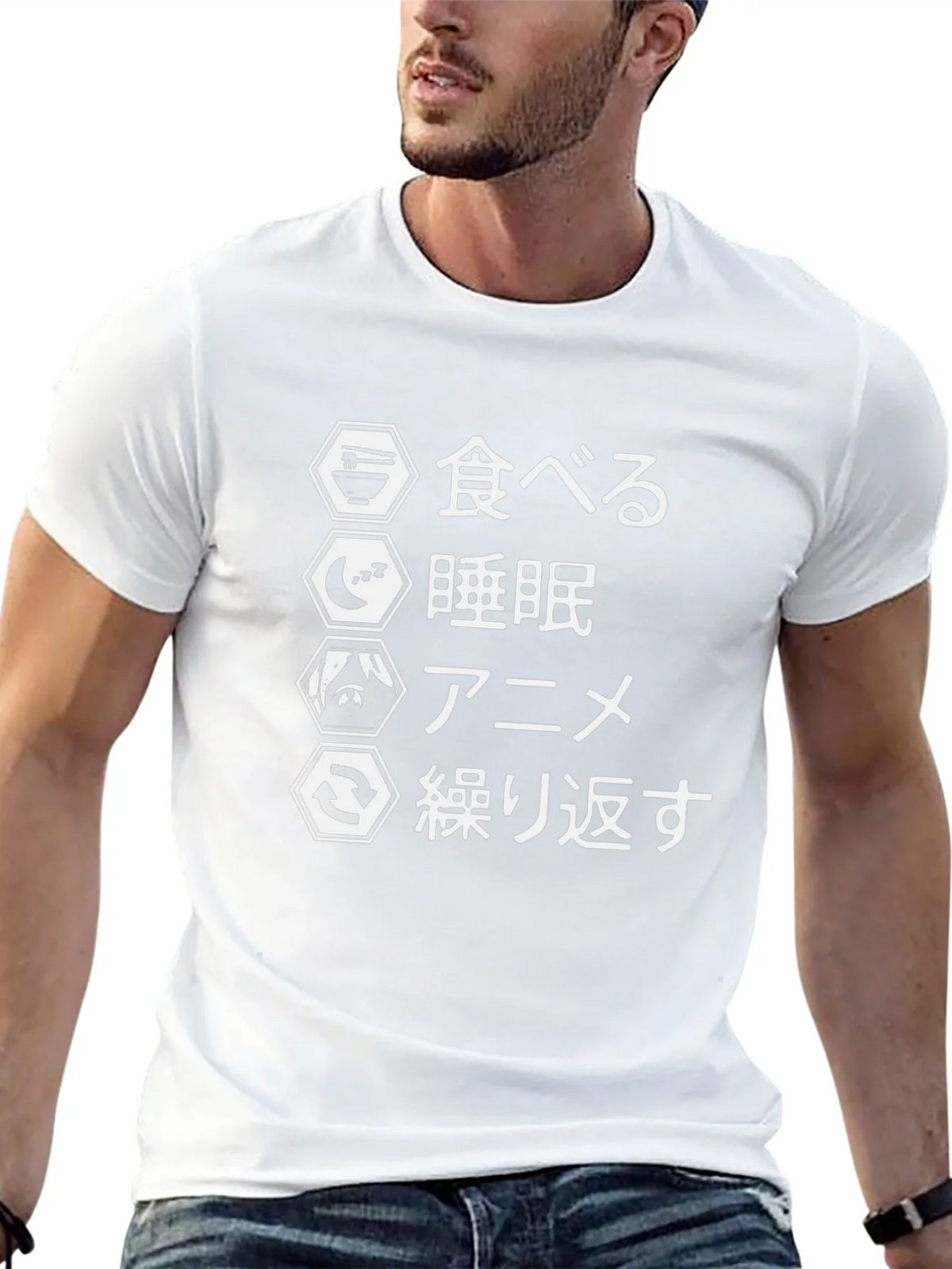 Anime Eat Sleep Repeat Black T-Shirt product image 11