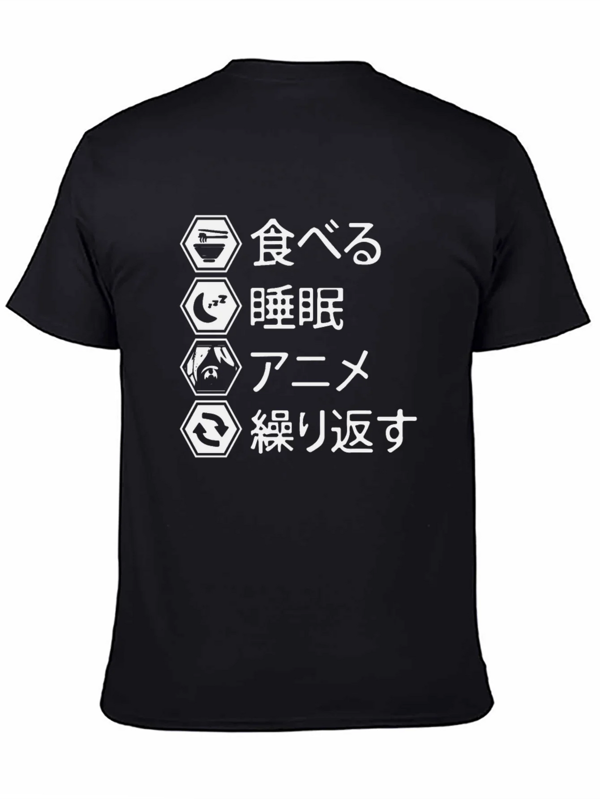 Anime Eat Sleep Repeat Black T-Shirt product image 4