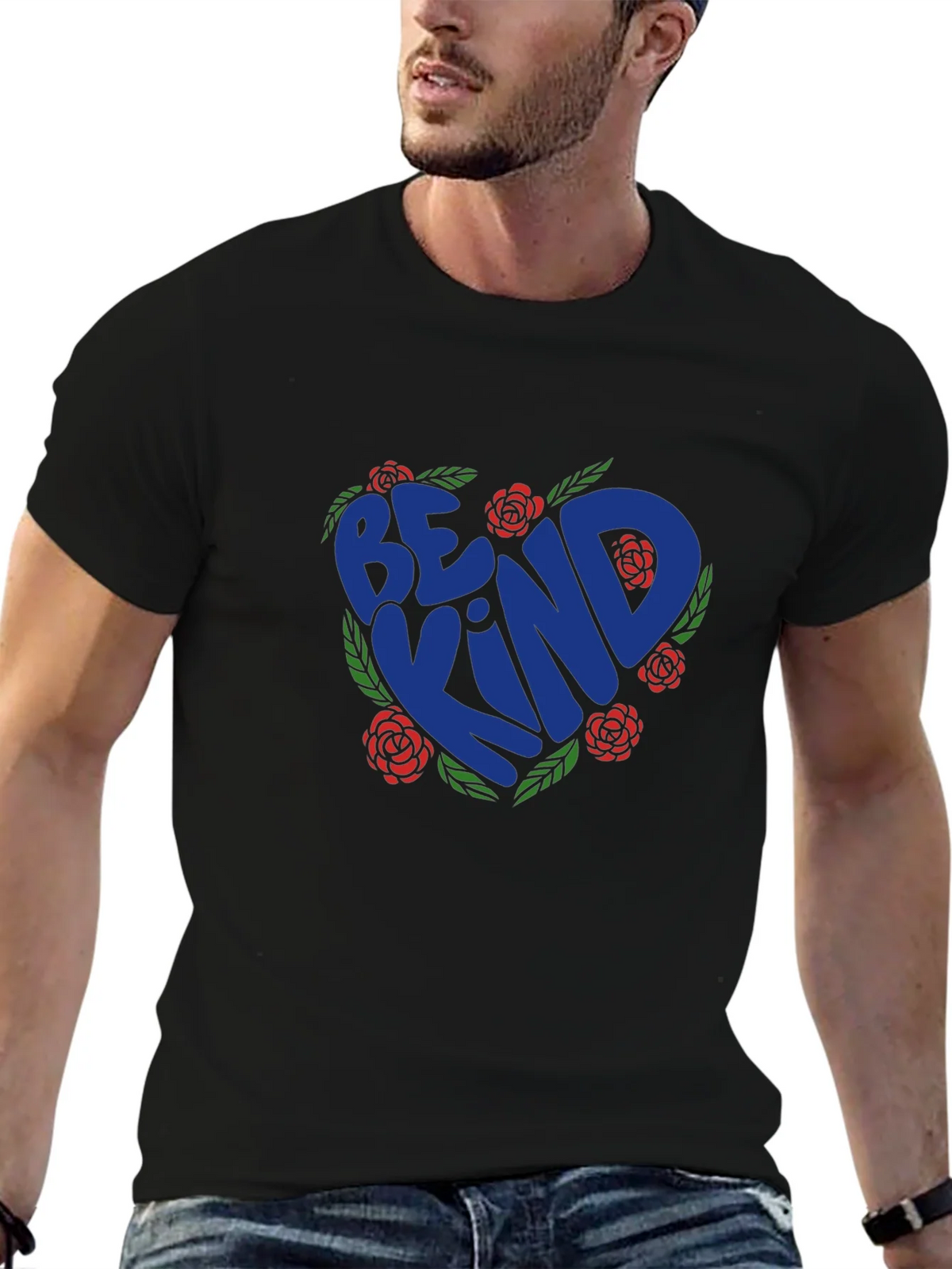 Be Kind Heart Rose Graphic T-Shirt - Black product image 6