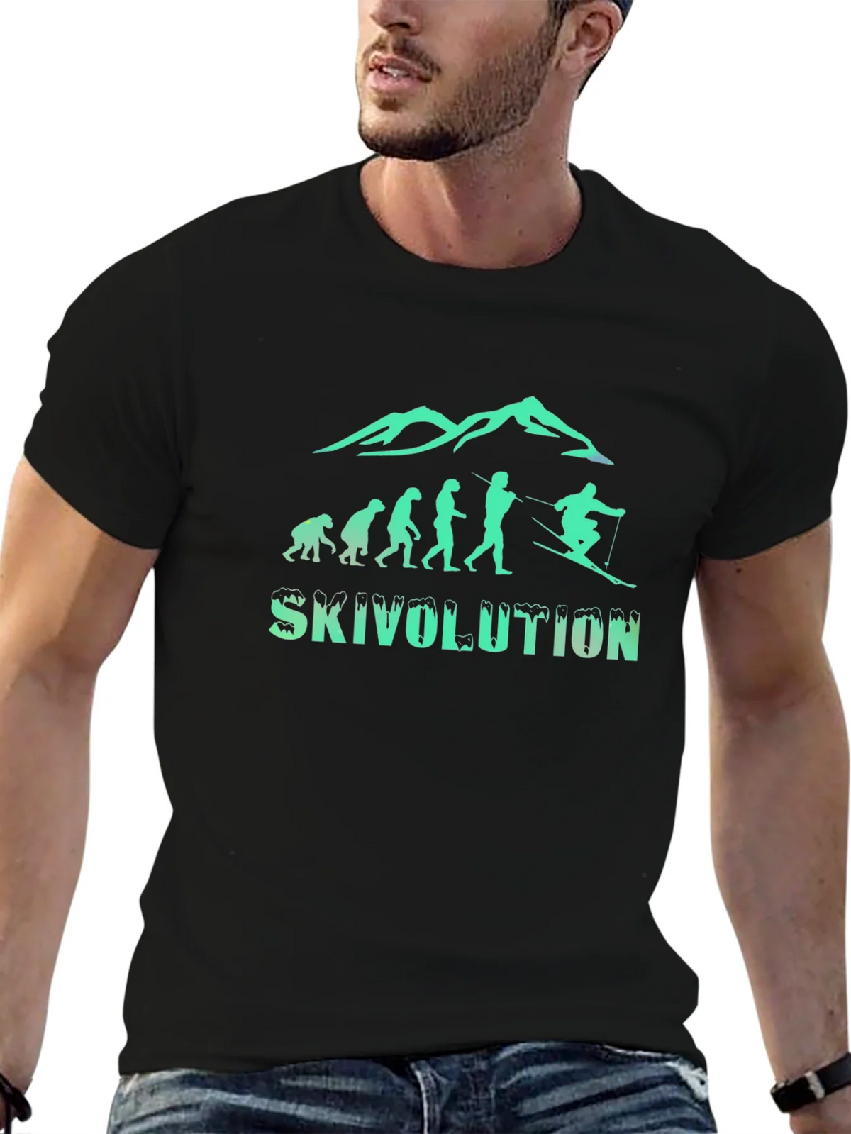 Skivolution Black Tee - Ski Evolution Graphic T-Shirt product image 4
