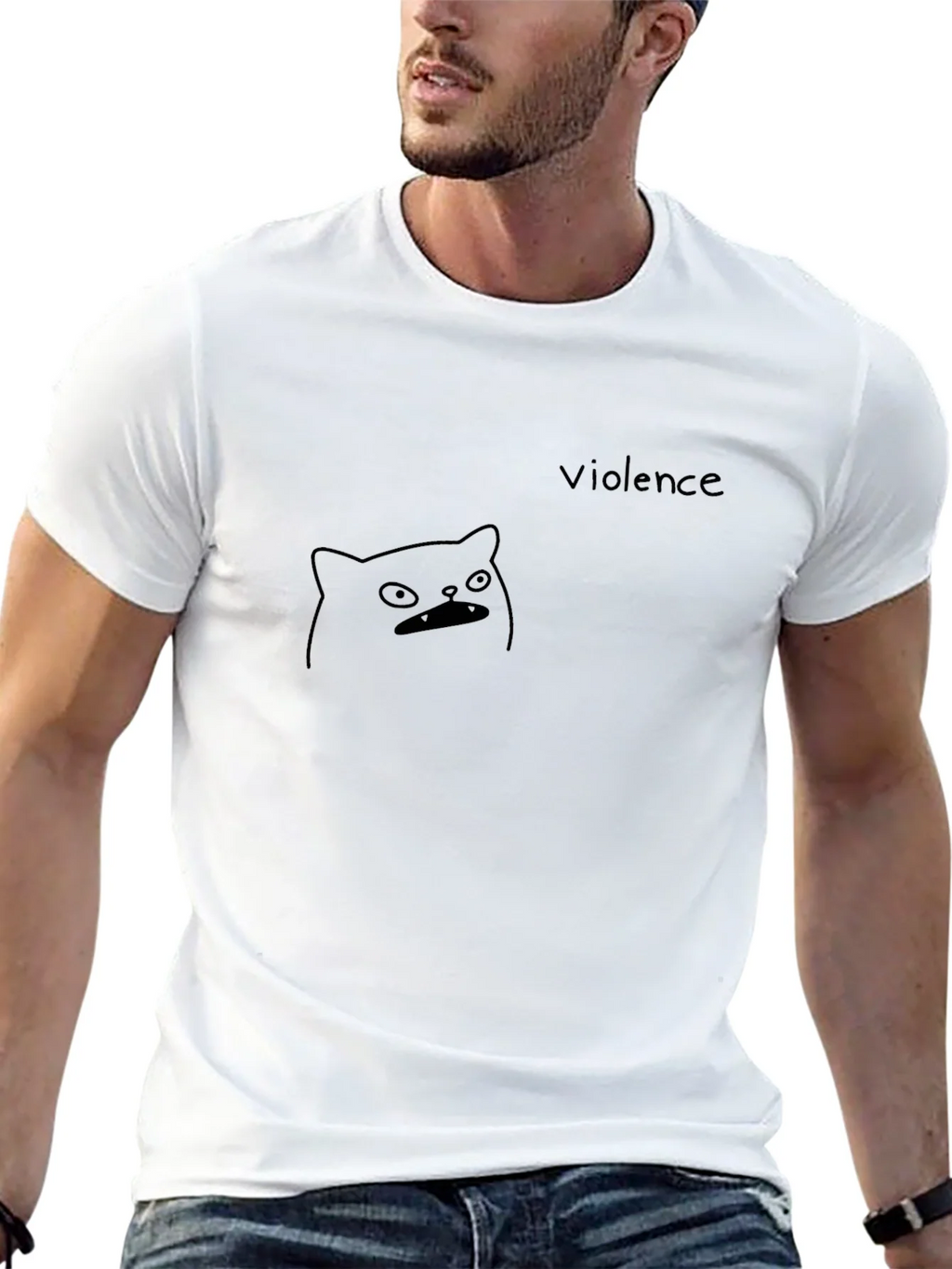 Violence Cat T-Shirt - Unisex Black Graphic Tee product image 9