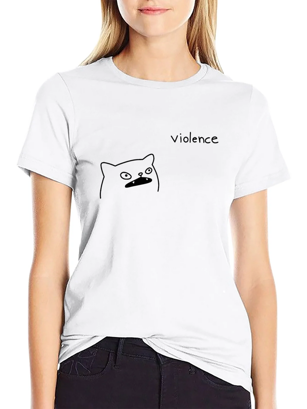 Violence Cat T-Shirt - Unisex Black Graphic Tee product image 6