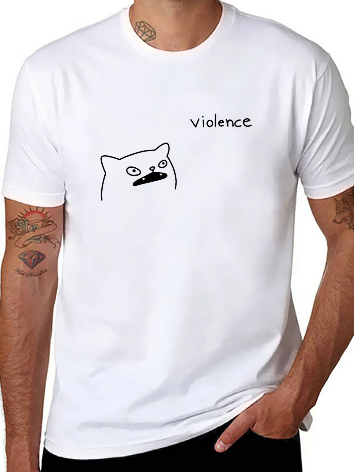 Violence Cat T-Shirt - Unisex Black Graphic Tee product image 5