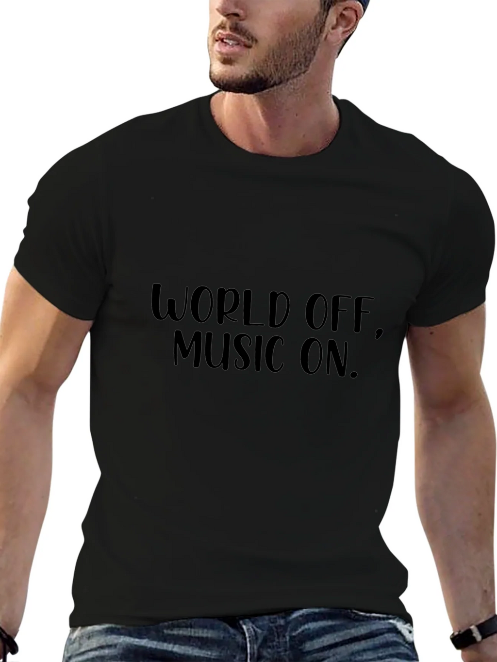 World Off Music On Black Graphic Tee product image 6